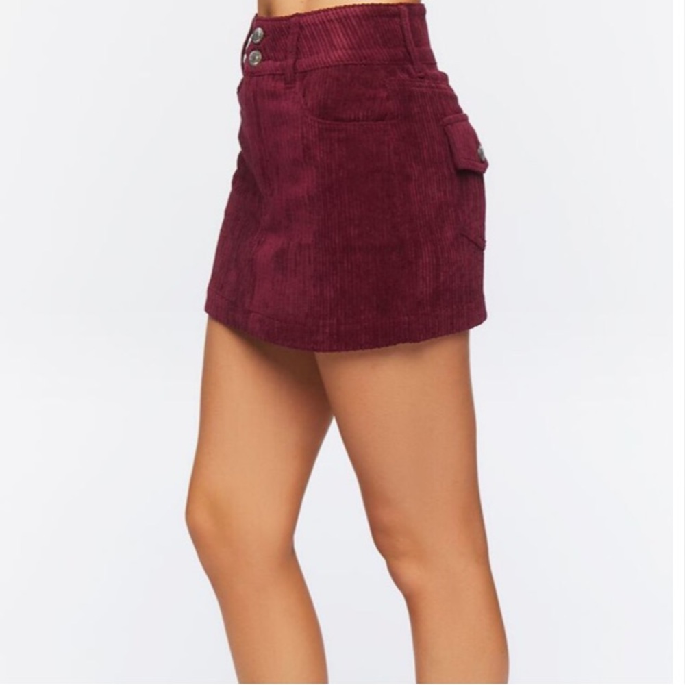 Merlot Corduroy Mini Skirt